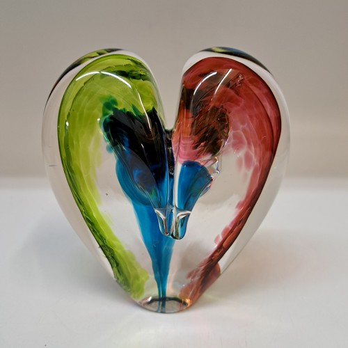 Click to view detail for DG-169 Blown Glass Heart Rose, Teal, Lime $112